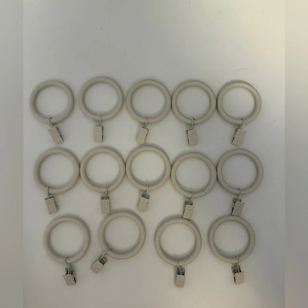Pottery Barn Teen Classic Steel Lg Curtain Rings W/ CLIPS 1.25'' Ivory White 14